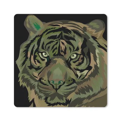 Produktbild von MuchoWow® Mauspad Mousepad Tiger - Kopf - Grün 30x30 cm - Mousepads - Maus Mat - Pad - Mausunterlage - Gaming