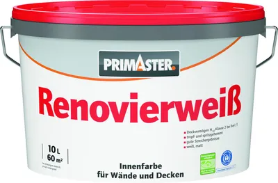Produktbild von Primaster Renovierweiß Wandfarbe konservierungsmittelfrei 10 L