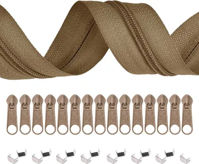 6m Endlos-Reißverschluss 5mm mit 15 Zippern und 15 Endstücke beige