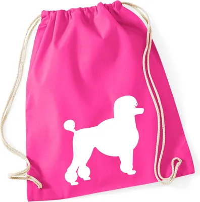 Produktbild von Huuraa Turnbeutel Pudel Silhouette 12 Liter Fuchsia Baumwolle Rucksack Geschenkidee
