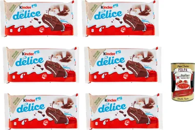 Produktbild von Kinder Delice CACAO Milchschnitte 60er Pack (60 x 39 g) Kuchen Snack Pausensnack + Italian Gourmet polpa 400g