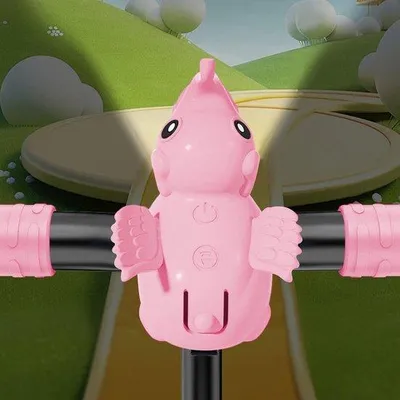 Image de Lampe LED pour poussette à 8 niveaux de luminosité - Motif bébé éléphant - Recharge USB - 3 modes - Étanche - Avertissement de sécurité - Pour poussettes et trottinettes