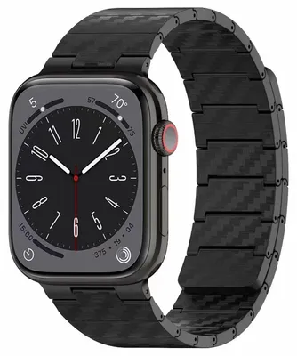 Image de Pour Apple Watch SE 2023 44mm fibre de carbone magnétique de remplacement Smart Bracelet Noir