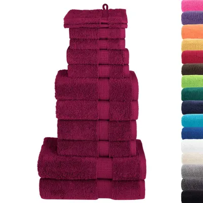 Immagine prodotto di vidaXL 12 pezzi Set di asciugamani premium SOLUND Bordeaux 600 g/m²