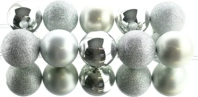 Produktbild von Bruchfeste Weihnachtskugeln Silberfarben Ø 6 cm aus Kunststoff - 10er Set