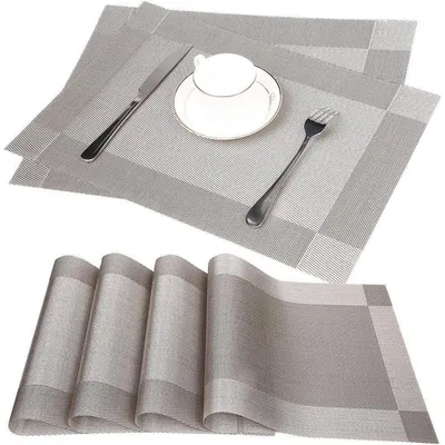 Produktbild von Platzsets 6er Set 30x45cm PVC Grau Rutschfest Abwaschbar Hitzebeständig