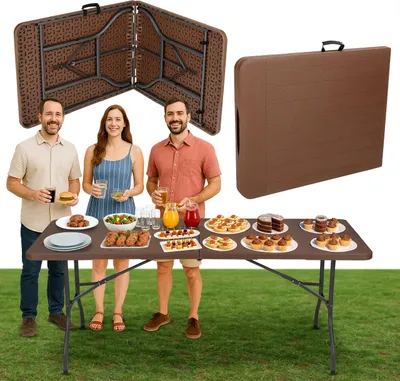 Image de Outtec® table de fête, table de banquet, table de buffet - 180 x 70 cm - table pliante, table de balcon, table - pour camping, balcon, jardin, banquet, fête, buffet