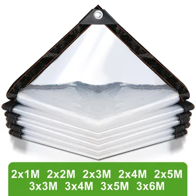 Obrázek produktu pro Ikodm, průhledná polyetylenová fólie pro skleníky, rozměry 200 x 100 cm, plachta s oky