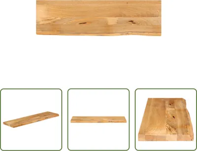 Produktbild von The Living Store Tischplatte mit Baumkante 100x40x3,8 cm Massivholz Mango