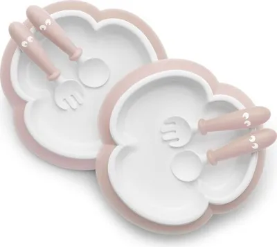 Produktbild von BABYBJÖRN Babyteller, Löffel und Gabel, 2er-Set Pastellrosa