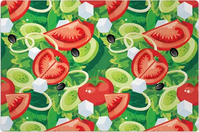 Produktbild von Küchenmatte 120x180 cm Vinylmatte Bodenmatte Dekoration - Kopfsalat Tomaten Salat