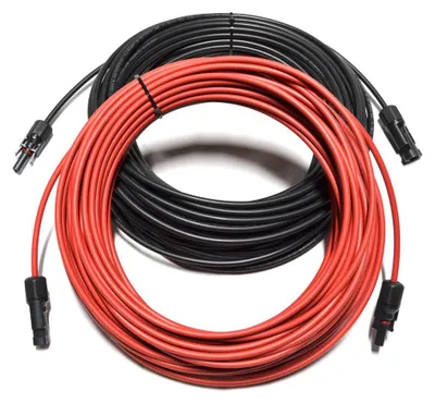 Produktbild von Solarkabel Verlängerungskabel Rot/Schwarz 4 - 6mm² mit montiertem Stecker 2x 30m 4mm²