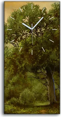 Produktbild von Wanduhr Bürouhr Leinwand Bild 30x60 Malerei Wald Bäume Fluss Himmel Wolken Kunst - weiße Hände