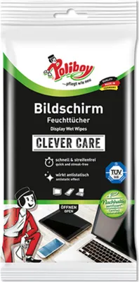 Zdjęcie produktu dla Chusteczki do ekranw Poliboy Clever Care bez smug 30 szt