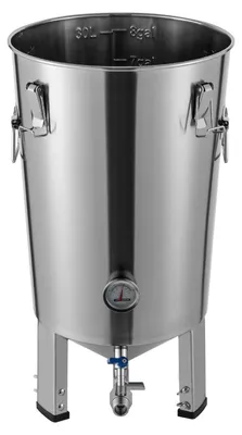 Obrázek produktu pro Pivovarský kvasný káď – kvasná nádoba / kvasný sud – nerezová ocel 304 – objem 32 l – teploměr 0–40 °C – pro pivo, víno, kombuchu