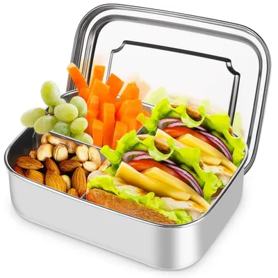 Edelstahl Lunchbox 1400 ml, 3 Fächer, Bento Box, BPA-frei