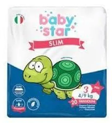 Obrázok produktu pre PANNOLINI BABYSTAR SLIM, veľkosť 3 (MIDI), 4-9 kg, 20 kusov