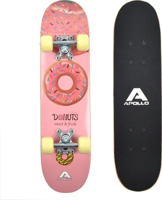 Produktbild von Apollo Kinder Skateboard, | kleines Komplett Board mit ABEC 3 Kugellagern und Aluminium Achsen  | Coole Designs für Kinder | Cruiser Boards für Mädchen und Jungs | Kinder Skateboard ab 3 Jahre  - "Donut" 61cm