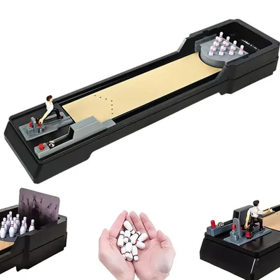 Produktbild von Tischbowling-Spiel, Mini-Bowlingbahn mit 10 Pins, Bowling-Set für Kinder und Erwachsene, geeignet für Zuhause, Büro und Party
