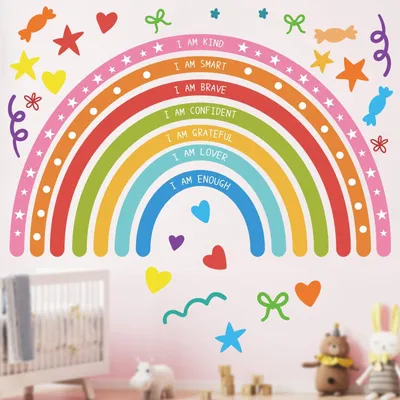 Produktbild von Große Regenbogen Wandsticker - Regenbogen Wanddekoration für Mädchenzimmer und Spielzimmer
