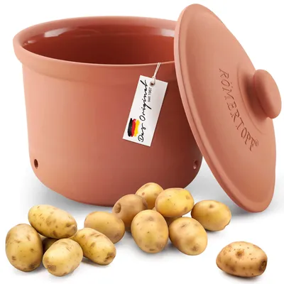 Produktbild von Römertopf Frische-Topf MAXI PLUS 5,5 Liter - Kartoffeltopf Keramik - Atmungsaktiver Ton hält Gemüse länger Frisch - Ideale Luftzirkulation - Terrakotta