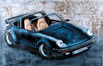 Produktbild von Wandbild Porsche 911 black 3D Metallbild Unikat Relief Metall Bild handgefertigt