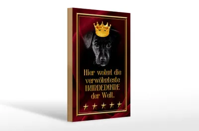 Produktbild von Holzschild Spruch 20x30cm hier wohnt Hundedame der Welt