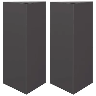 Image de vidaXL, lot de 2 bacs à plantes triangulaires noirs, 40 x 34,5 x 75 cm, en acier