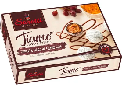 Immagine prodotto di Sarotti Tiamo Finest Tartufo scuro Marc de Champagne 125g