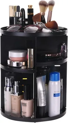 Produktbild von Make-up-Aufbewahrung, 360 Grad drehbar, 8 Ebenen, rund, Kosmetik-Organizer (schwarz)