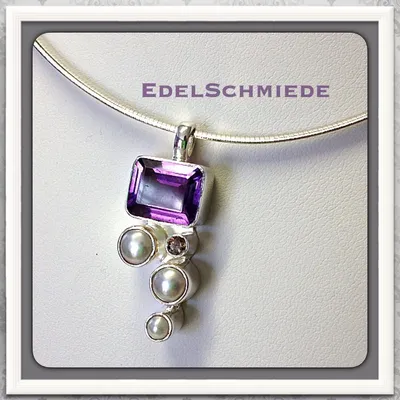Produktbild von Kettenanhänger mit Amethyst und Süßwasserperle,925