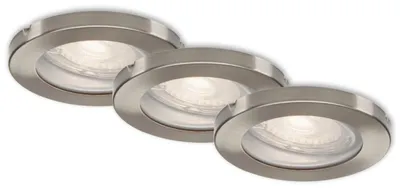 Image de Lampe LED encastrée BRILONER LEUCHTEN KOWALI, 5 W, 400 lm, IP65, nickel mat, métal-plastique, incl., 3x GU10, set de 3, Ø 8,5 cm