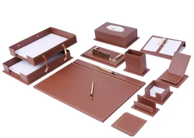 Image de Ensemble de bureau 14 accessoires – Marron clair – Ensemble 14 pièces