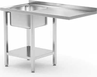 Immagine prodotto di HENDI Tavolo con lavello, ripiano e spazio per lavastoviglie, a destra, 1200x700x(H)850 mm