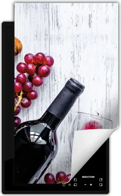 Produktbild von DarHaus Herdabdeckplatte 1 teilig 30x52 cm Anti Rutsch Matte Aufrollbar, Wein - weiß - Holz