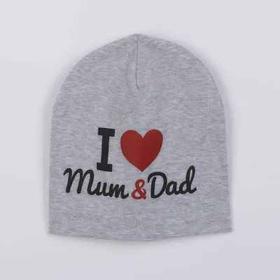 Image de Bonnet New Baby I Love Mum and Dad gris, taille 3- 9 m