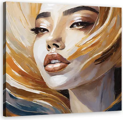 Produktbild von Leinwandbild Gemaltes Porträt einer Frau 30x30 Feeby Beige bild für die wand bereit zum aufhängen