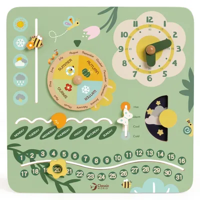Image de Calendrier en bois en anglais dans une boîte