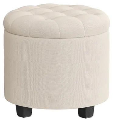 Produktbild von SONGMICS Sitzhocker rund, Schminkhocker mit Stauraum, 45 x 45 x 44,5 cm – Hellbeige