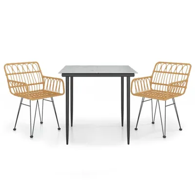 Produktbild von vidaXL 3-tlg. Garten-Essgruppe Poly Rattan