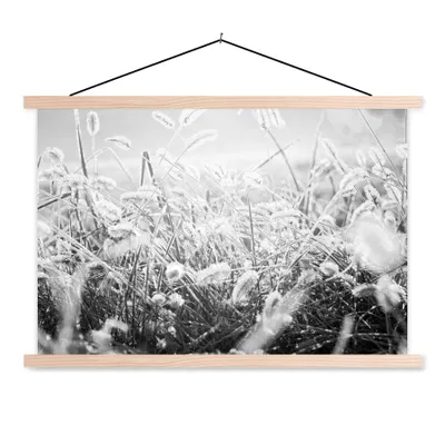 Obrázek produktu pro MuchoWow® Textilní plakát - Zima - led - černá - bílá - 120x80cm - S hnědými lamelami