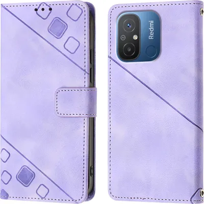 Produktbild von Hülle für Xiaomi Redmi 12C Prägung Flip Leder Brieftasche Schutzhülle mit Ständer Lila