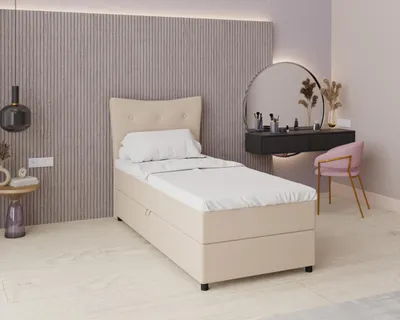 Produktbild von Boxspringbett, 90cm x 200cm, Grau, mit Bettkasten, Matratze und Topper, Einzelbett, NEVADA, Panda Möbel