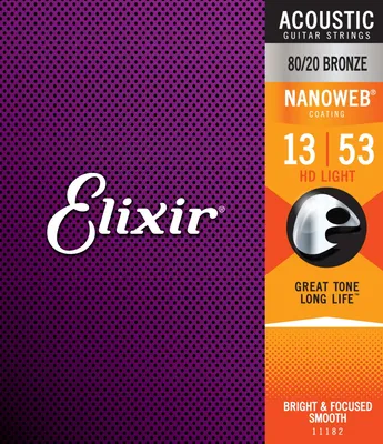 Produktbild von Elixir 11182 Nanoweb - 80/20 Bronze, HD light (013-053)