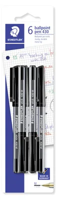 Produktbild von STAEDTLER stick 430 Kugelschreiber Blisterkarte mit 6 Kugelschreibern schwarz, M