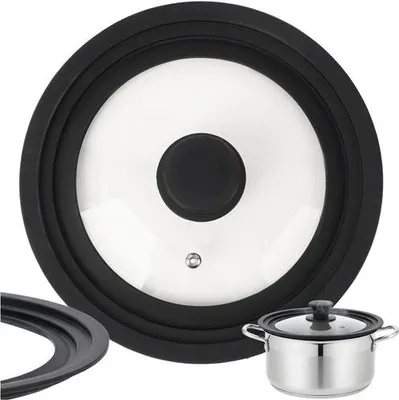 Obrázok produktu pre Univerzálna 3-v-1 silikónovo-sklenená pokrievka na hrnce 18/20/22 cm