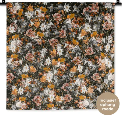 Produktbild von MuchoWow® Wandteppich Wandbehang Blumen - Collage - Kunst 60x60 cm Tapisserie Dekoration Wandtuch - Dekorationen - Wand Decke