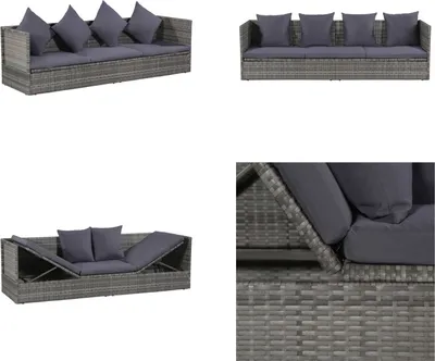 Image de vidaXL Canapé-lit de jardin 200x60 cm Poly Rotin Gris - Lit de jardin - Chaise longue - Bain de soleil - Canapé-lit de jardin