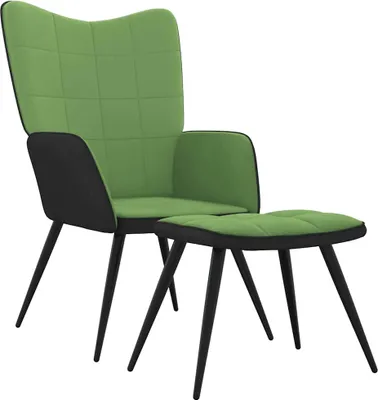 Immagine prodotto di vidaXL Poltrona relax con sgabello in velluto verde chiaro e PVC