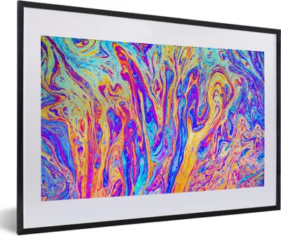 Produktbild von MuchoWow® Gerahmtes Poster Kunst - Farben - Psychedelisch 60x40 cm - Poster mit Schwarzem Bilderrahmen Wandposter Rahmen Foto Bilder - Schlafzimmer - Plakat in Rahmen - Drucken